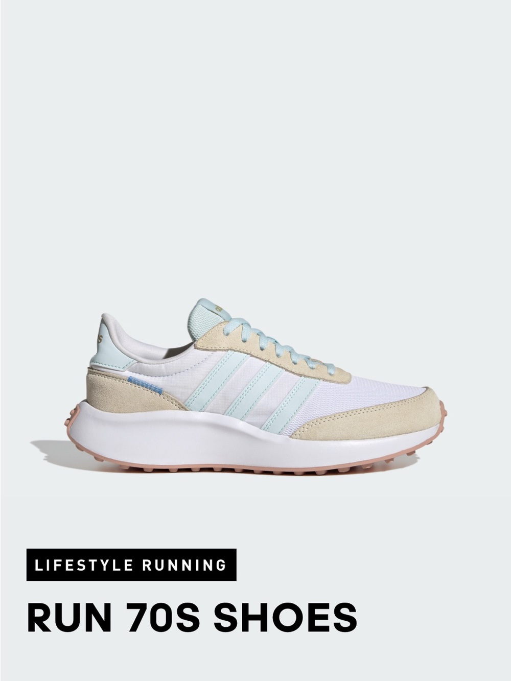 adidas Run 70s Women's Sneakers in Light Blue, Beige & White